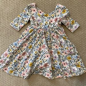 Remie Girl Floral Bloom Twirl pocket Dress, 3/4 sleeve, summer 2021, size 3